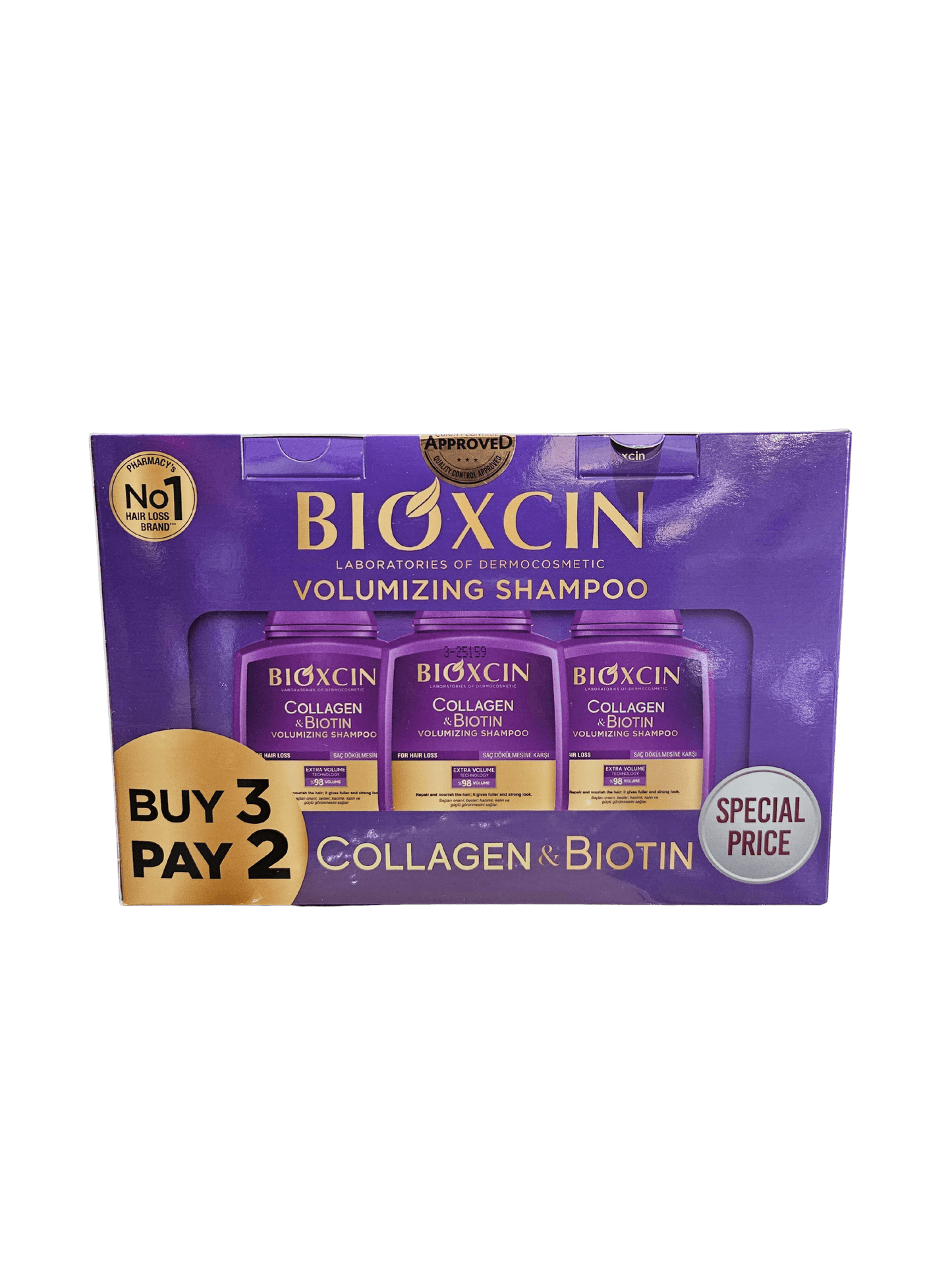 Шампоан за обем Bioxcin Collagen & Biotin – Collagen & Biotin комплект 3 x 300 ml