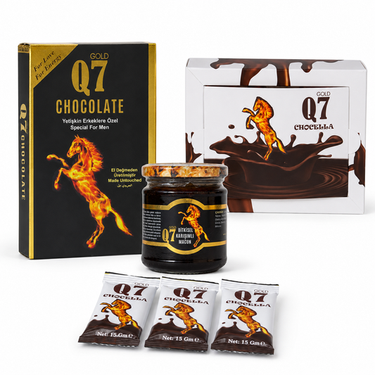Q7 Gold комплект 3 в 1 – шоколад, крем и маджун 240g