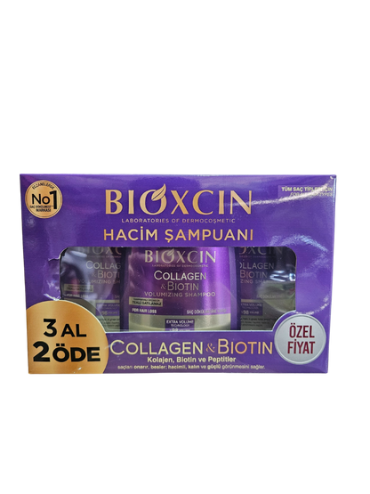 Bioxin Collagen & Biotin Volumizing Shampoo – промо пакет 3=2, шампоан против косопад с колаген и биотин