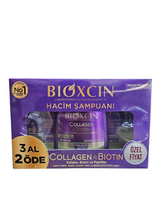 Bioxin Collagen & Biotin Volumizing Shampoo – промо пакет 3=2, шампоан против косопад с колаген и биотин