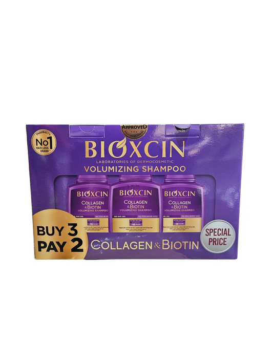 Bioxin Collagen & Biotin шампоан за обем и подхранване на косата – комплект 3=2, турска версия